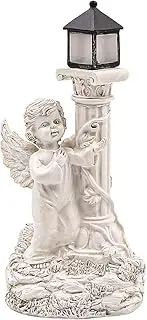 NUZAMAS Solar Powered Garden Ornaments, Decorative Fairy Statue with Solar Lantern Light Outdoor Garden Decoration Ornament Table Top Sculpture Lighting Waterproof Lamp-Left Side