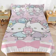 a1239 Hello Kitty Duvet Cover Set, 3 Piece Bedding Set 86x70" Double Sided Printing Decorative Comforter Cover Set (1 Duvet Cover + 2 Pillow Shams)" j