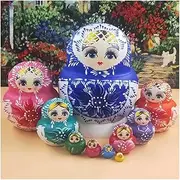 Matryoshka Russian Nesting Dolls 10-Layer Nesting Dolls Hand-Painted Creative Educational Toy Matryoshka Birthday Halloween Wish Gift Cute and Fun Gift (Color : A)