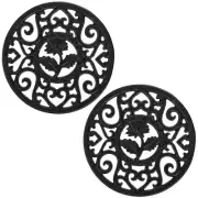 2 Pack Cast Iron Trivet with Pegs 4.6 Inch Round Metal Trivet with Vintage Pa...
