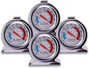 Refrigerator Freezer Large Dial Thermometer 4 Pack Classic Series Fridge Freezer Alarm Thermometer Internal Temperature Gauge for Kitchen Refrigerator