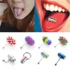 Men Rubber Stainless Steel Barbell Stud Ring Body Piercing Vibrating Tongue Bar