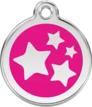 Red Dingo Stars Hot Pink Tag - Lifetime Guarantee - Cat, Dog, Pet ID Tag Engrave