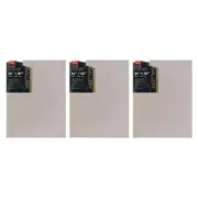 3x Jasart Gallery 14x18" NTRL Linen Painting Canvas Stretched Board Panel 400GSM