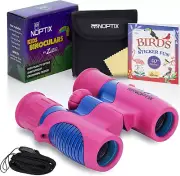 Kids' Binoculars Pink & Blue - Ages 3-14 - Sticker Book of 40 Birds Included