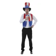Uncle Sam Sequin Costume 4Th July, Patriotic Fancy Dress Vest Set American Indep