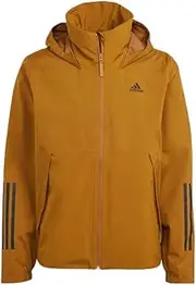 [adidas] MEN'S BSC 3-STRIPES RAIN.RDY JACKET, BRONZE STRATA, MEDIUM, Bronze Strata, Medium