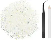 uxcell 1500pcs Flatback Rhinestones Resin, SS30 6mm Resin Rhinestones Bulk Round Shine Gems with Pickup Tools for DIY Nail Art Tumblers Mugs Clothes, Clear AB