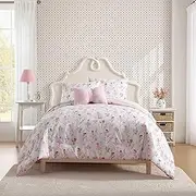 [Laura Ashley] Kids Comforter Set, 100% Super Soft Toddler Bedding with Matching Shams & Bonus Decorative Pillow, Ideal Girl Room Essentials (Ballerina Divas Pink, Full/Queen)
