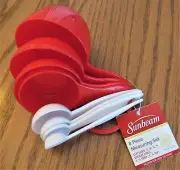 MEASURING CUP/SPOONS SET, SUNBEAM Red/White 61569, Set of 8 NEW