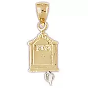 Cuckoo Clock Two Tone Charm Pendant 14k Gold