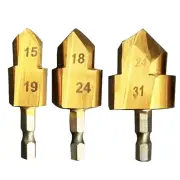 "3PCS 6.35mm 1/4""Hex Shank 3 Flutes High-Speed Steel Countersink Drill Bit #20 #25 #32 Diameter for Wood / Metal / Plas"