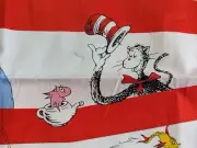 1Yd+4"/43" 100%cotton R.KAUFMAN "Dr Seuss Horizontal Print w/RED STRIPES", NEW