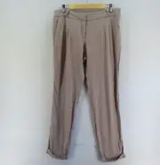 MISS SELFRIDGE Women's Size 14 Brown Zip Fly Trouser Pants Fold Up Cuffs