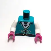 Lego - Minifigure Torso - Teal Blue, Vest, Medieval, Pink Gloves, Belt