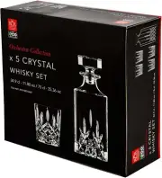 RCR Crystal 5 Piece Orchestra Whisky Decanter & Glasses Set - Vintage Cut Glass