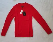 Brooks Brothers Women Red Crew Neck Pullover Sweater 100% Merino Wool Size M