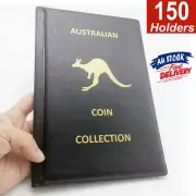 150 Coins Australian Coin Holder Album Storage Book Collection Folder Black/Gold
