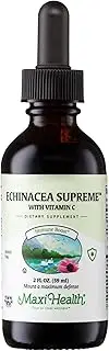 Maxi Health Organic Echinacea Supreme with Vitamin C - Immune Booster - 2 Ounce Bottle - Kosher