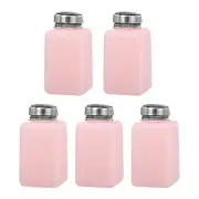 5pcs 6.8 Oz/200ml Alcohol Push Down Pump Dispenser Bottle Press, Pink