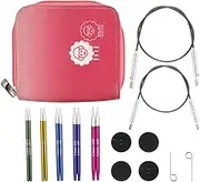 KnitPro Zing Interchangeable Circular Knitting Needle Set – 5 x 10cm Circular Knitting Pin Pairs with Accessories, Color-Coded for Beginners & Professionals, Pink