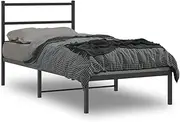 Bed Furniture Metal Bed Frame Without Mattress with Headboard Black 90x190 cm