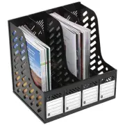 Marbig 4 Section Rack/Organiser f/ Paper/Magazine/Documents Home/Office BLK