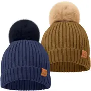 KeaBabies 2-Pack Pom Knitted Beanie in Blast at Nordstrom, Size Medium