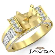 Round Baguette Diamond Engagement Ring Multi Shape Semi Mount 14k Yellow Gold 2C