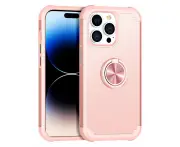 For iPhone 14 Pro Max Slim Case with Ring Holder - Rose Gold