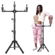 Multifunction Three Holders Wig Stand Adjustable Tripod for Mannequin Head Stand