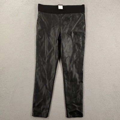 Faux Leather Leggings Womens 12 Black Faux Suede Front Pants Tasha Club Monaco