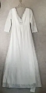 Tiffany Rose Chloe Lace Maternity Gown Ivory Stretch Long Womens US 6-8 NWT