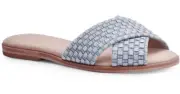 Splendid Women's Flip Flops Barron Woven Blue Denim Slides Slip-On 7M