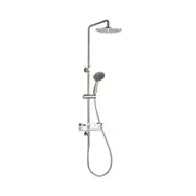 VITO BERTONI ECO Dual Elite Round Rain Shower Rail Set with Soap Basket - Brushed Nickel