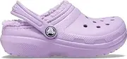 [Crocs] Unisex Kid's Classic Lined Clog K Navy/Char, Orchid, 6 US