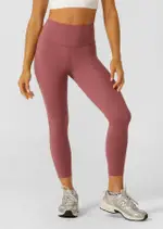 [Lorna Jane] Lotus No Chafe Phone Pocket Ankle Biter Leggings in Pink, Size - XL XL Renaissance Rose