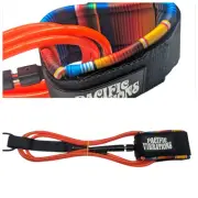 Pacific Vibrations Surfboard Ankle leash 9FT Orange 7mm double swivels 9'