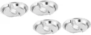 FUNOMOCYA 4pcs Stainless Steel Divided Soy Sauce Plates Round Shape Seasoning Dishes for Dipping Sauces Appetizers Side Dishes Easy to Clean for Home Outdoor Use