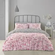 Gaveno Cavailia Peony Flowers Bellerose Double Duvet Set Pink Bedding, 3 Piece Cotton Blend Reversible Floral Bedlinen, Easy Care Bedset, 1 Quilt Cover + 2 Pillow Cases 245865