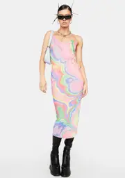 [AFRM] Abstract Marble Amina Mesh Midi Dress