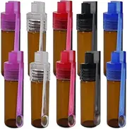 Mini Powder Spice Bottle, 10PCS Spice Powder Tool with Spoon Inside with Micro Funnel Small Storage Bottle, Leak-Proof Portable Glass Pill Box Organizer Case 36mm Height