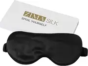ZIMASILK 100% 22 Momme Pure Mulberry Silk Sleep Mask,Filled with 100% Mulberry Silk,Silk Wrapping Strap- Super Soft & Comfortable Sleep Eye Mask for Sleeping (Black)