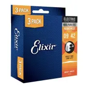 Elixir Super Light Electric Guitar Strings 3 Sets of 009 042 NANOWEB Coated