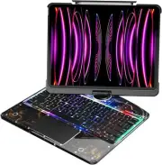 Rotate Magic Keyboard Case 13" iPad Air & Pro Hard PC Clear Transparent Black