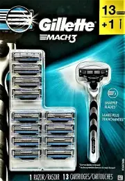 NEW GILLETTE Mach3 Men's Razor, Handle + 13 Blade Refills - SEALED