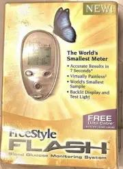 FREESTYLE FLASH BLOOD GLUCOSE KIT-W/METER/MONITOR/Case & Data Cable