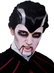 Streaked Black and White Mens Vampire Costume Wig