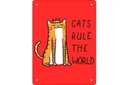 Grindstore Cats Rule The World Plaque (Red) (One Size)