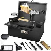 SafeDelux Extra Large Bamboo Stash Box with Combination Lock, Smell Proof Tube & Jar, Storage Containers with Brush & Tray, Great Home Decor & Father’s Day Gift